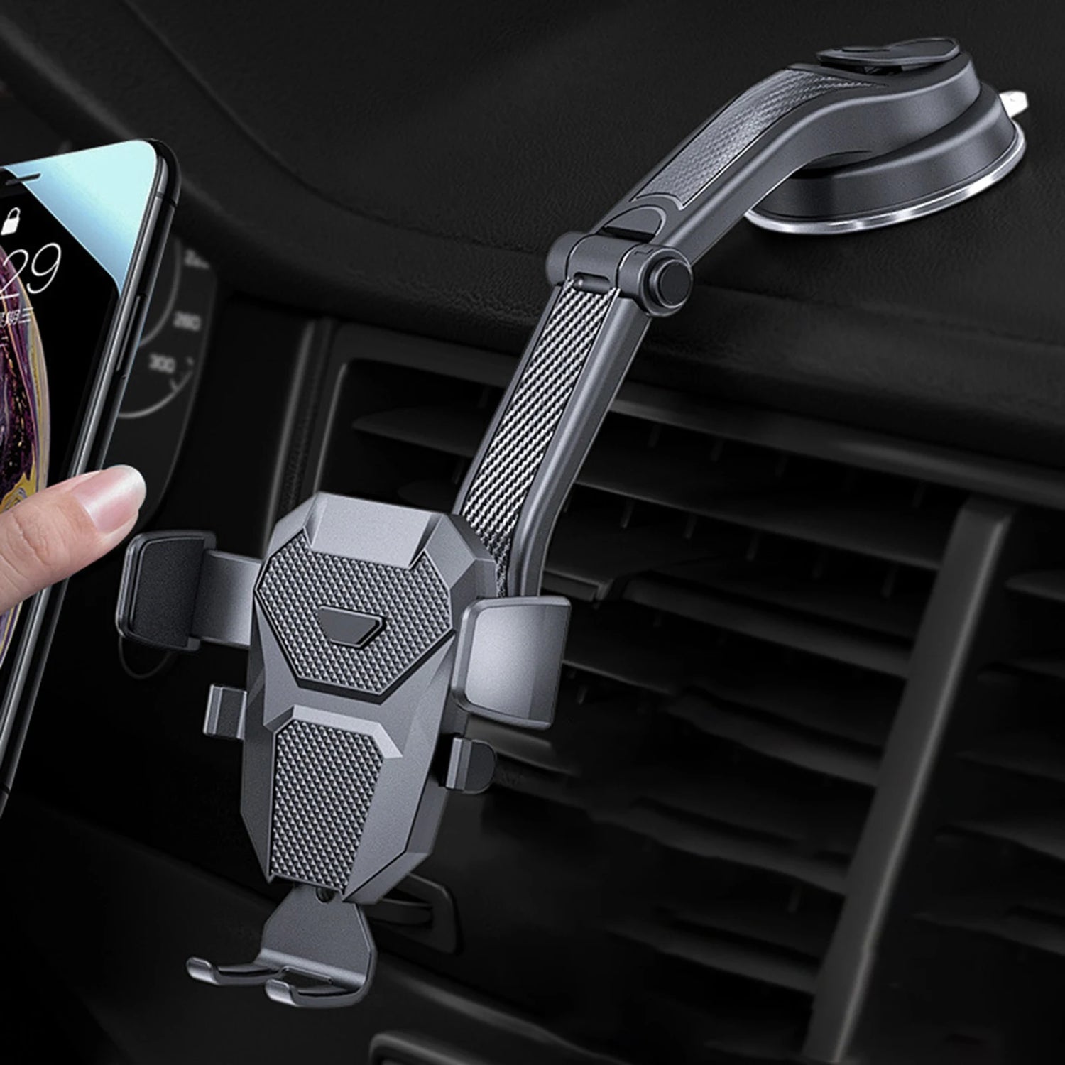 Car Phone Mount Holder Suction Cup Car Phone Holder Auto Air Outlet Cell Phone Bracket Long Arm Telescopic Cellphone Support