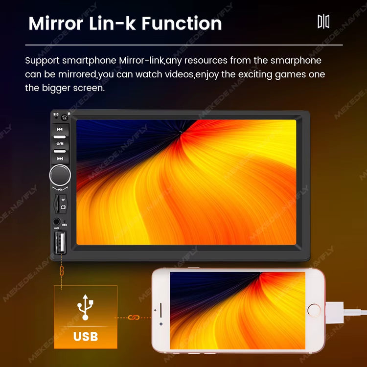 2Din Auto Radio Car Universal Multimedia DVD Player MP5 Wired Carplay Android Auto Mirror Link BT Support Rear View Camera SWC.