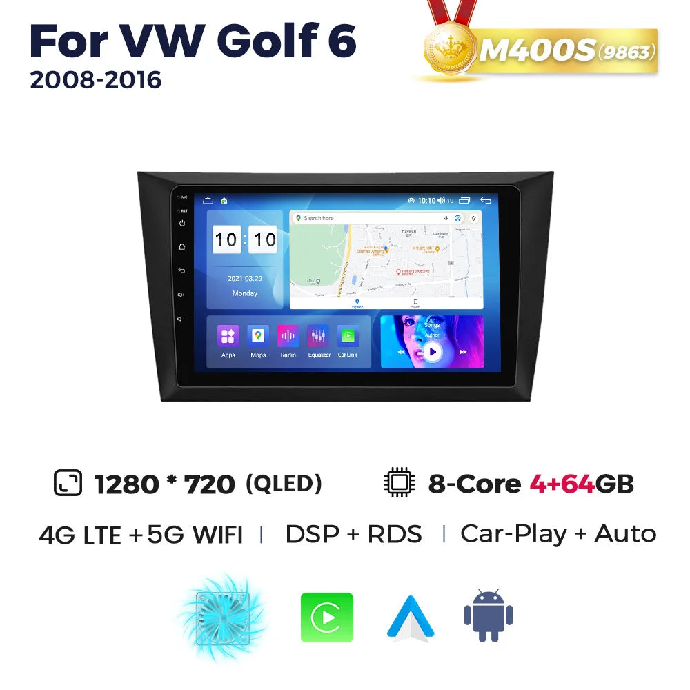 Android 8Core Wireless Car-Play Auto Car Radio Video Multimedia Player for VW Golf 6 2008-2016 GPS Navigation 5G WIFI DSP.