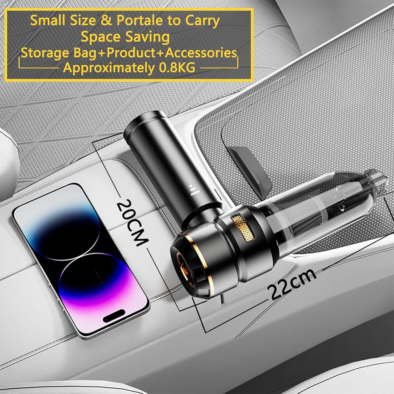 Car Vacuum Cleaner, Handheld Vacuum Cleaner 22000PA High Power, Computer Vacuum Cordless, Compressed Air Duster & Air Blower, Portable Mini Vacuum for PC Keyboard Carpet