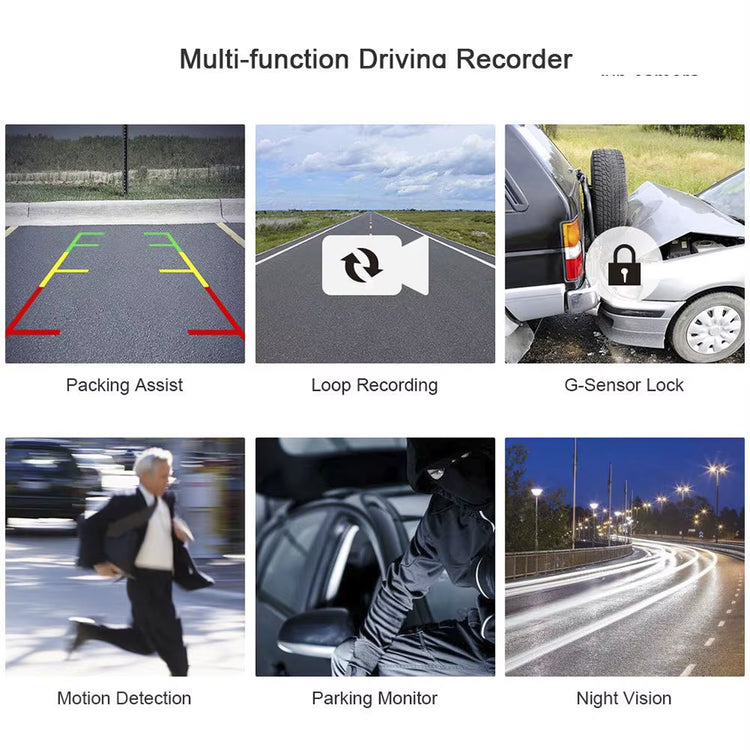 T122 10" 4K Mirror Dash Cam with Car Stereo Carplay 1080P Backup Camera Car Audio Receivers with Bluetooth Android Auto AUX.