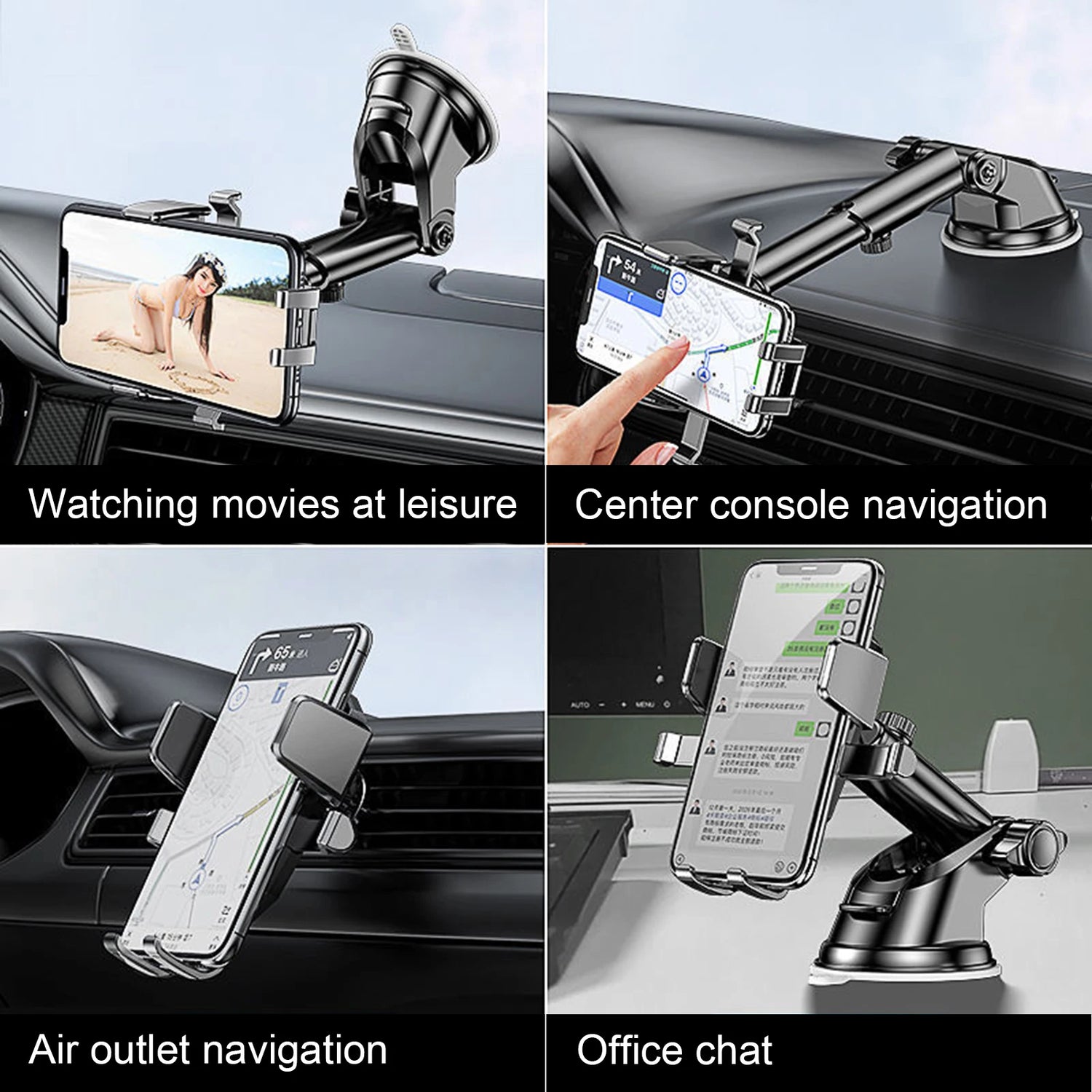 Car Phone Mount Holder Suction Cup Car Phone Holder Auto Air Outlet Cell Phone Bracket Long Arm Telescopic Cellphone Support