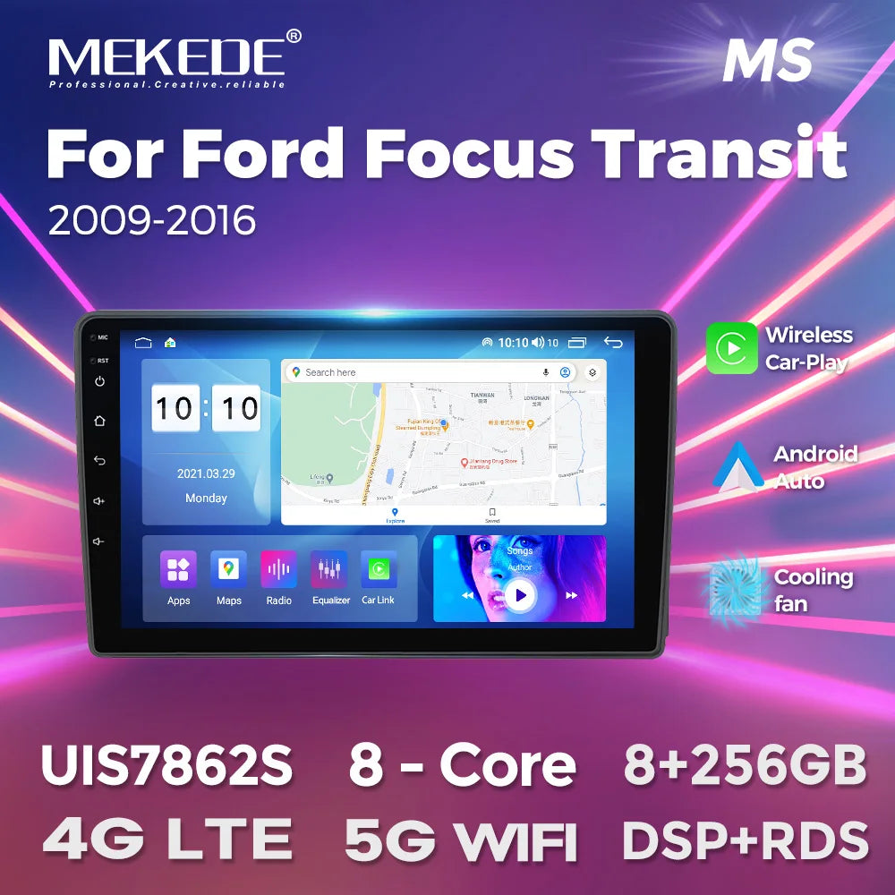 UIS7862S 8-Core Android OS 9" Wireless Car-Play Auto Car Radio Multimedia Video Player for Ford Focus Transit 2009-2016.