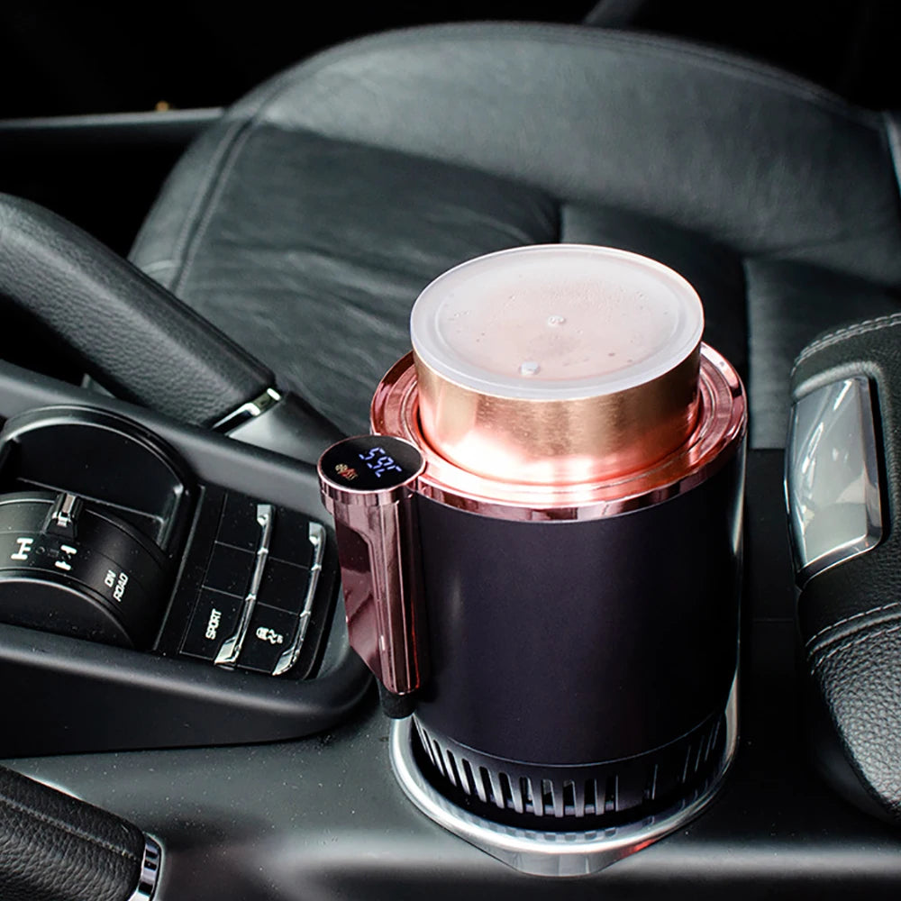 Smart Car 2-In-1 Hot and Cold Cup Drinks Holder Home Fast Refrigeration Cooling/Heating Mini Touch Screen Beverage Mug Drink Can.