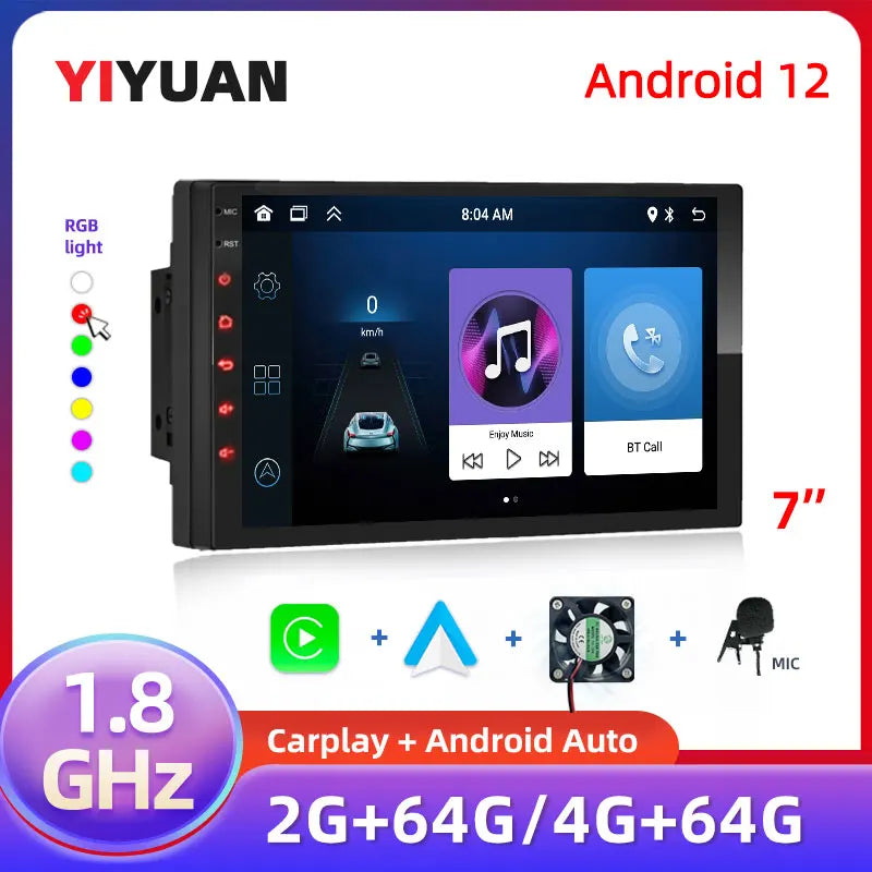 2Din 7 Inch Car Play Android Radio Multimedia Carplay Android Auto Stereo Receiver Player 2DIN GPS 4 8 Core 4G 64G Android 12.