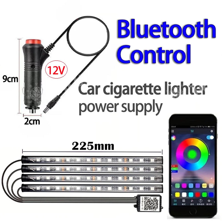 LED Car Music Light Strip 48Leds USB Smart Bluetooth APP Control Waterproof Multi-Color RGB Car Interior Atmosphere Light Strip