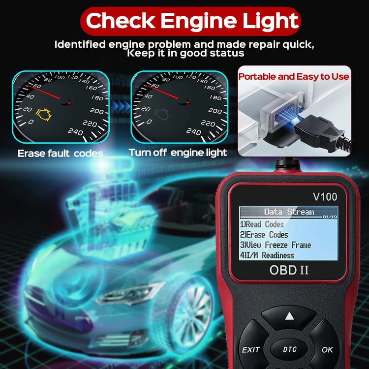 Car OBD2 Scanner Diagnostic Tool Code Reader, Car Voltage Tester Engine Fault Code Scanner, Charging Tester Diagnostic Tool V100