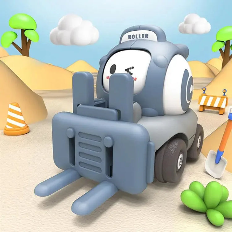 Childrens Cartoon Toy Car Face Changing Whistle Inertia Back Pull Engineering Car Beach Home Fun Car Play Toy for Kids Gifts.