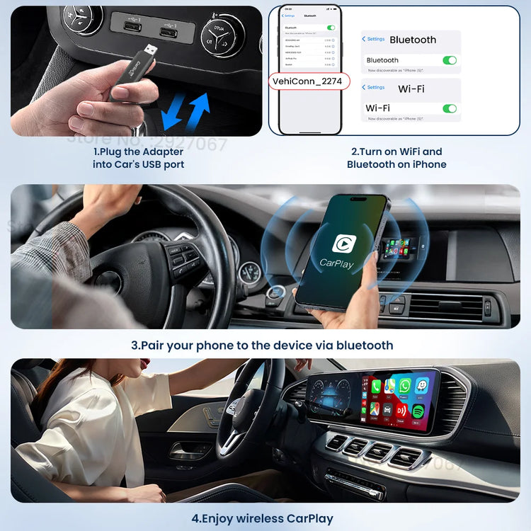 New Wireless Carplay Adapter MINI 5 USB Dongle Wired to Wireless Car Play Box Android Auto Wifi BT Fast Auto Connect.