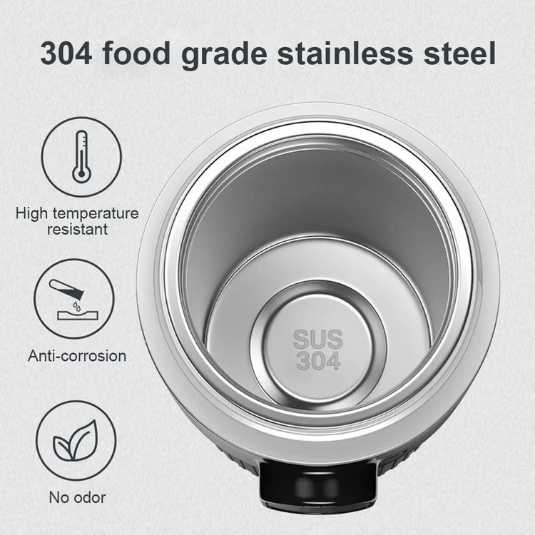 12V/24V Car Heating Cup Smart Temperature Sensor Electric Kettle Stainless Steel Thermos Cup Travel Car Coffee Mug Warmer Bottle