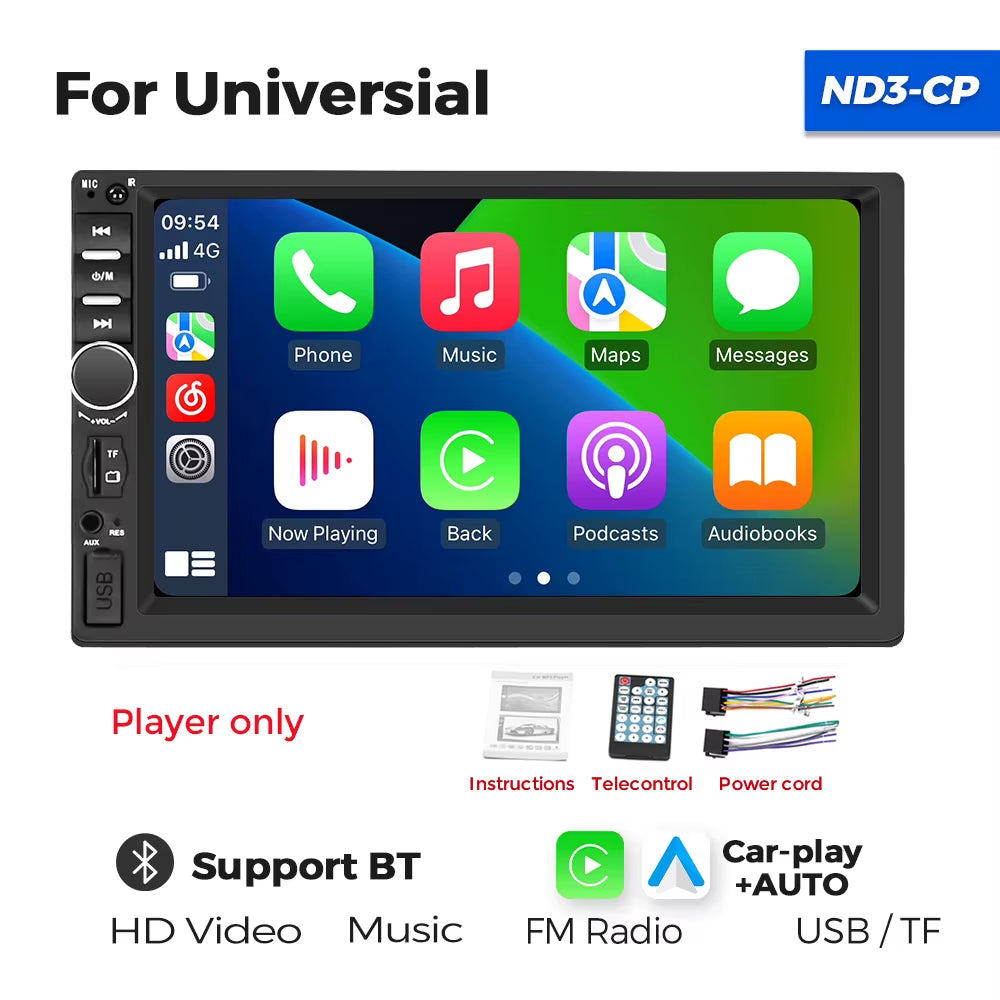 2Din Auto Radio Car Universal Multimedia DVD Player MP5 Wired Carplay Android Auto Mirror Link BT Support Rear View Camera SWC.