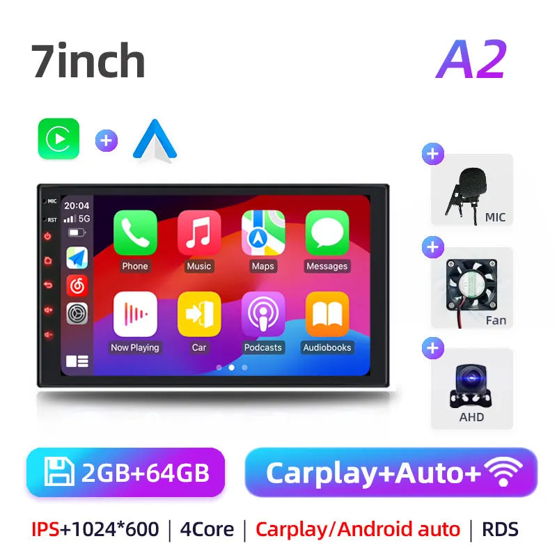 2Din 7 Inch Car Play Android Radio Multimedia Carplay Android Auto Stereo Receiver Player 2DIN GPS 4 8 Core 4G 64G Android 12.