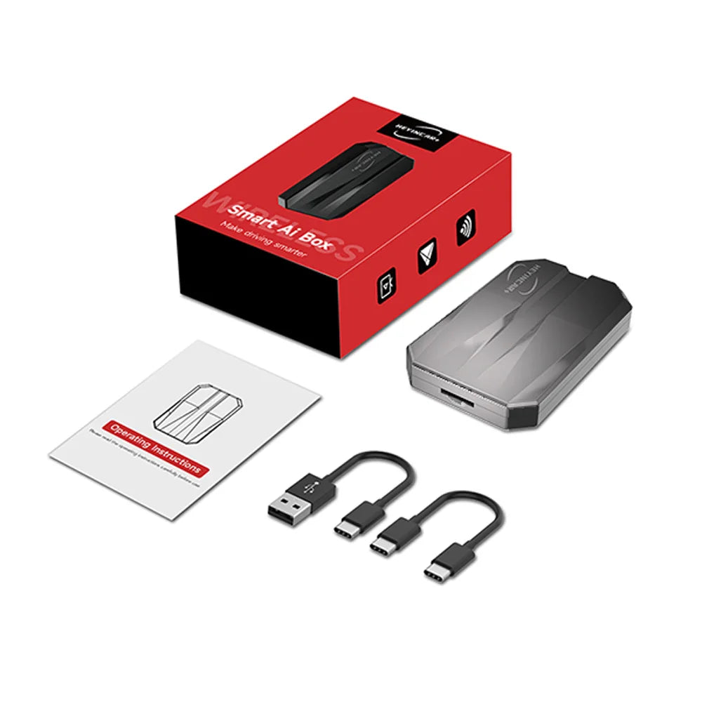 HEYINCAR Carplay Smart Ai Box plus Android Wireless Carplay Android Auto Adapter for Netflix for Youtube Car Play Ai Tv Box.