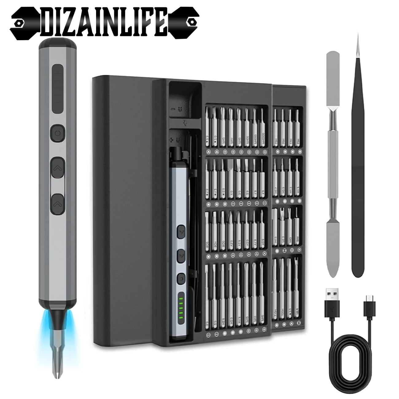 68 in 1 Precision Electric Screwdriver Set Power Tool Kits 5 Torque Magnetic Screw Driver Bits for Eyeglasses Watch Phone Laptop