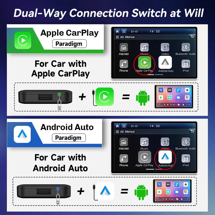 Wireless Carplay Android TV Box 3 in 1 Adapter for OEM Android Auto Car Play Box Multimedia Smart Ai Box Online Video.