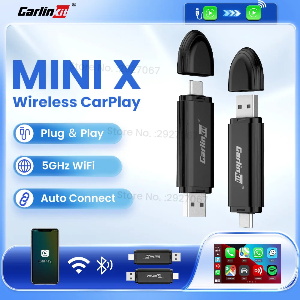 New Wireless Carplay Adapter MINI 5 USB Dongle Wired to Wireless Car Play Box Android Auto Wifi BT Fast Auto Connect.