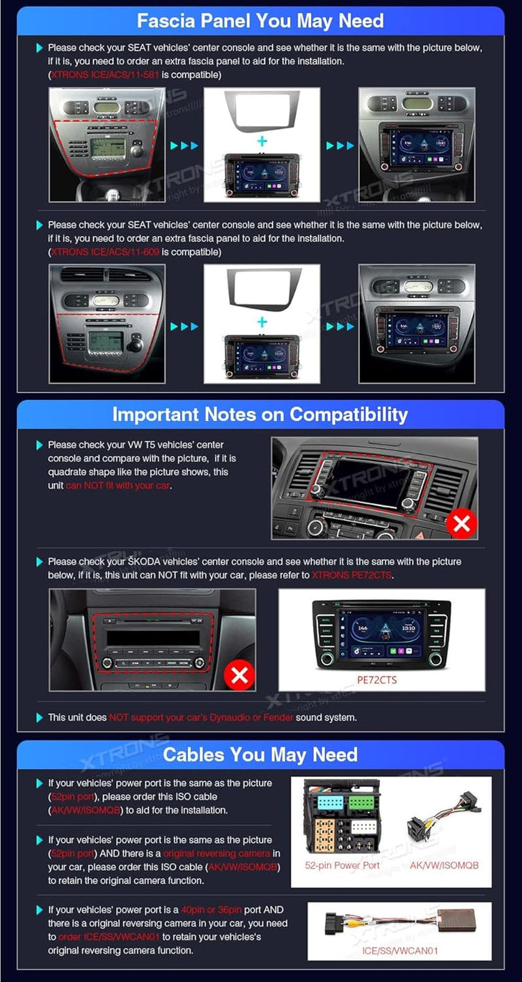 7 Inch Octa Core Double Din Android 13 Car Stereo DVD Player GPS Navigation Built-In 4G WIFI Wireless Car Play DSP RDS Radio A2DP Bluetooth Support AHD Camera DVR Dab+For VW Seat Skoda.
