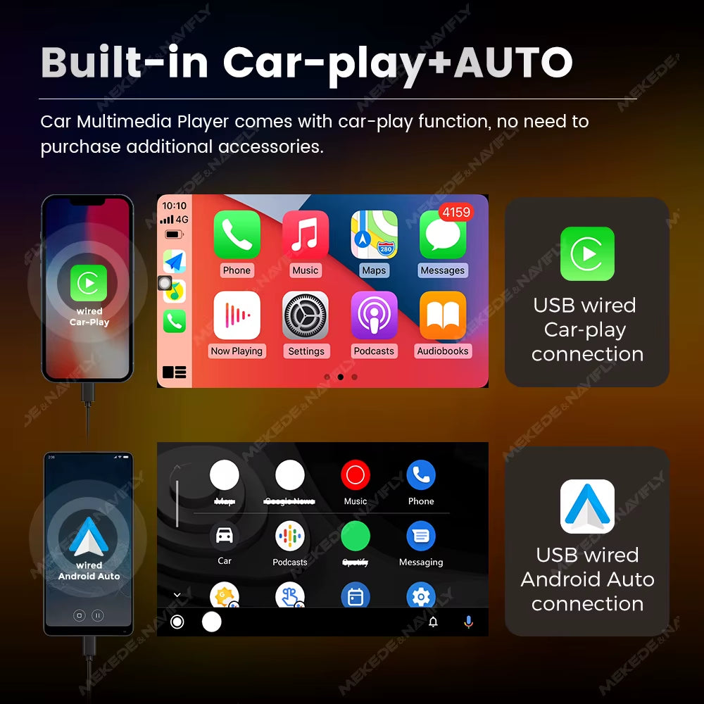 2Din Auto Radio Car Universal Multimedia DVD Player MP5 Wired Carplay Android Auto Mirror Link BT Support Rear View Camera SWC.