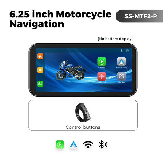 6.25" 1560*720 Motorcycle GPS Navigation IP67 Waterproof Display Wireless Car Play Android Auto Moto TPMS Dual 1080P Recording.