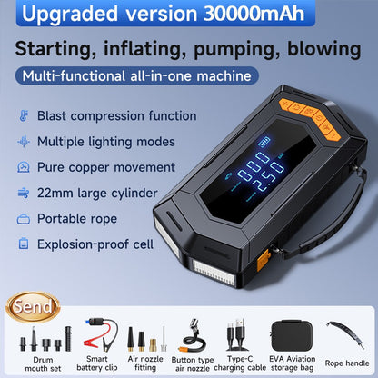 9000A Car Battery Jump Starter Peak Power Bank with Air Compressor Air Blower