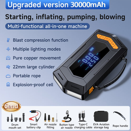 9000A Car Battery Jump Starter Peak Power Bank with Air Compressor Air Blower