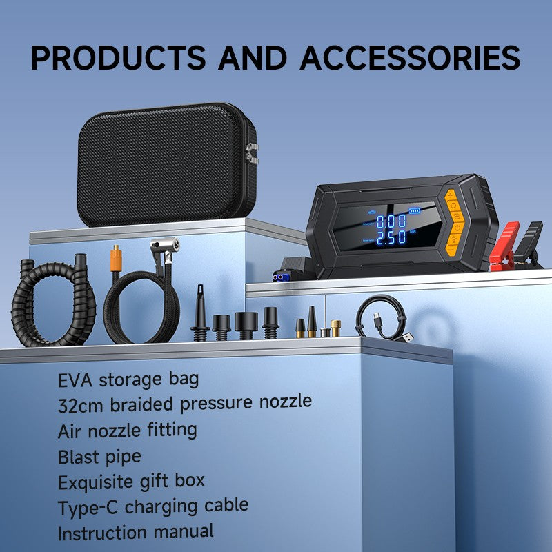 9000A Car Battery Jump Starter Peak Power Bank with Air Compressor Air Blower